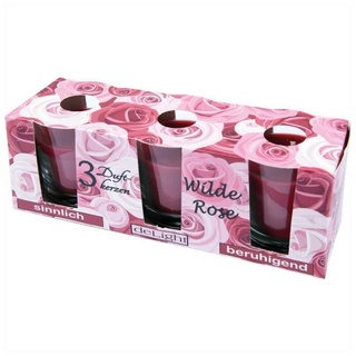 HS Candle Duftkerzen Classic 3er Pack Wilde Rose)