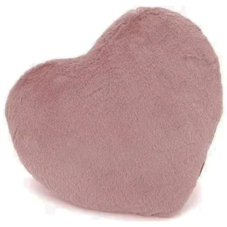 VewoTex Dekokissen Herzkissen » Kuschelkissen 37 x 34 cm » weiches Herz Kissen, » Dekokissen » Zierkissen aus Kunstfell rosa