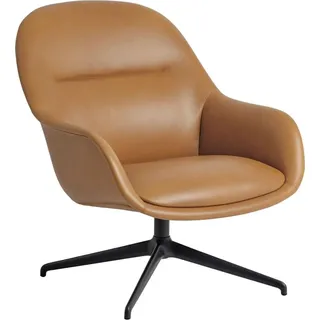 Muuto Drehsessel Fiber Leder 83 x 88 x 75 cm Cognac mit Rollen
