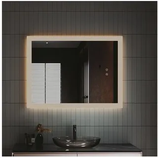 IMPTS Badspiegel Badezimmer Bad Wandspiegel mit LED Beleuchtung Beschlagfrei Dimmbar (Packung, Speicherfunktion, Beschlagfrei, Touch-Schalter, Energiesparend), Anti-Beschlag Memory Funktion Neutralweiß Horizontal/Vertikal Montage ECKIG | Ø 0 cm x 50 cm x 70 cm