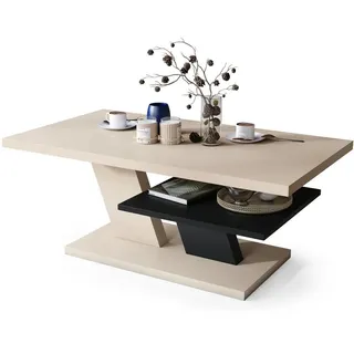 designimpex Couchtisch, Beige, Schwarz, Holzwerkstoff, 110x45x60 cm, Wohnzimmer, Wohnzimmertische, Couchtische