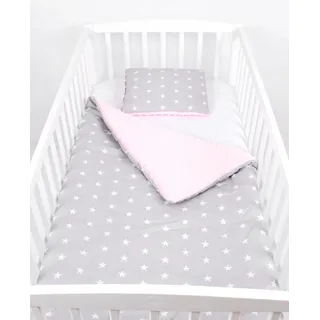 Babylux Babydecke Krabbeldecke Minky Kuscheldecke Decke 75 x 100 cm mit Kissen 30x35cm (4K. Rosa + Sterne)