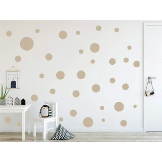 Timalo® XL Aufkleber Punkte Wandtattoo Kinderzimmer bunte große Kreise Pastell Uni Matt Wandsticker | 73081-dunkelbeige-60