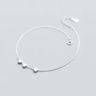 925 Sterling Silber Mode Nette DREI Herz Fußkettchen Für Frauen Dame Silber 925 Schmuck Geburtstagsgeschenk