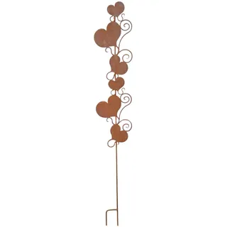 Bornhöft Edelrost Gartenstecker Herzen – Romantische Metall-Deko für Garten & Terrasse, Rostige Herz-Skulptur, Wetterfest & Stabil Rostoptik 110cm