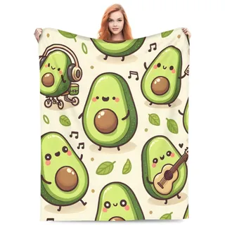 amepay Niedliche, lustige Avocado-Obstdecke, Überwurf, Geschenke für Kinder, Damen, Herren, Cartoon-Musik, Flanell-Decken, weich, flauschig, leicht, für Heimdekoration, Couch, Bett, Sofa, 152,4 x