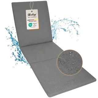 Herlag Sunny Liegenauflage 200x60x4 cm | wetterfest & UV-beständig | wasserfest | waschbarer Bezug mit Reißverschluss | Auflage für Gartenliege & Sonnenliege | Öko-Tex 100 | Grau