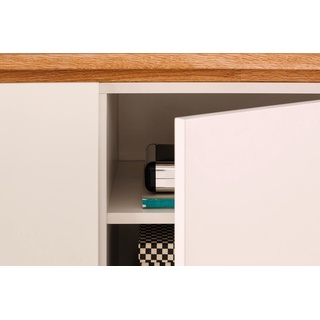 MCA furniture Highboard Highboard Chiaro, weiß matt / Asteiche massiv weiß