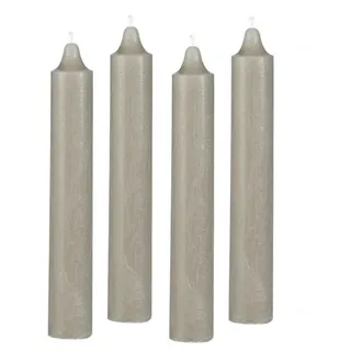 4er Pack Rustikale Stabkerzen H:25 cm Ø:3,8 cm diverse Farben Brenndauer 22 Stunden Kerze Advent Weihnachten Deko, Farbe:Graunatur