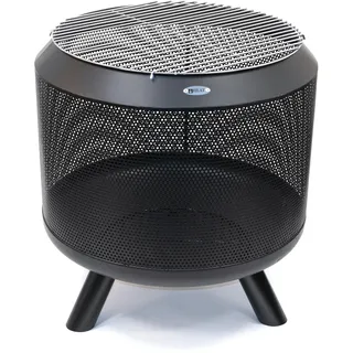 HEAT Outdoor Living Feuertrommel mit Grill - Feuerkorb mit Grill – Feuerstelle mit Beinen für den Garten, inkl. Grillrost – 50x50x60 cm