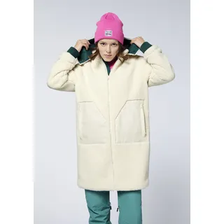 Fellimitatmantel CHIEMSEE, Damen, Gr. S (34/36), beige (birch), 100% Polyester, regular fit, ohne Ausschnitt, Rippbündchen, Mäntel, - mit abnehmbarer Kapuze