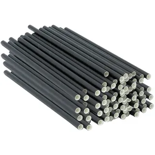 [300 Stück] 17,8 cm 100% biologisch abbaubare Papier-Rührstäbchen/Strohhalme – schwarz – für Cocktails und Kaffee