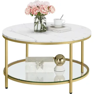 VASAGLE Couchtisch, mit Glasplatte, modern