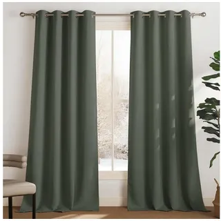 LuxusKollektion Verdunkelungsvorhang Verdunklungsvorhänge grau-grün 260x140 cm (2 St) grau|grün 140 cm x 260 cm