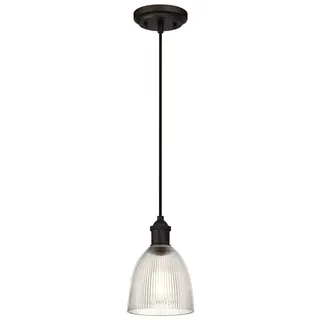 Westinghouse 1-flg. 15 cm rund bronze / riffelglas