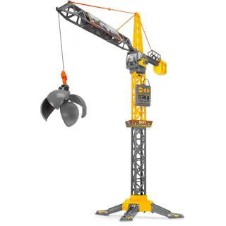 dickie-toys Dickie Toys Mighty Crane (110 cm) - Spielzeug Kran mit 360°-Drehung, Abrissbirne & Greif-Funktion - Ferngesteuerter Kran Spielzeug für Kinder ab 3 Jahre mit Kabel-Fernbedienung - 203729022
