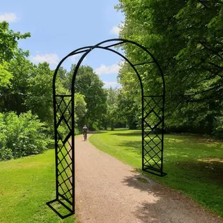 Schwer Rosenbogen W220xH230cm W240xH230cm W260xH230cm W280xH230cm Verzinkt Gartenbogen Für Kletterpflanzen, Metall Stabil Torbogen Für Freistehend Pflanzen Rankhilfe Rankgitter Rosengestell ( Farbe :