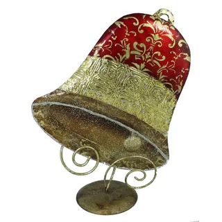Dekofigur Weihnachtsglocke Weihnachtsdeko handbemalt 34 cm Hoch Metallfigur