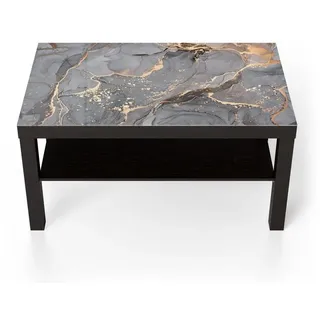 DEQORI Couchtisch 'Elegantes Marmormuster', Glas Beistelltisch Glastisch modern schwarz 90 cm x 46 cm x 55 cm