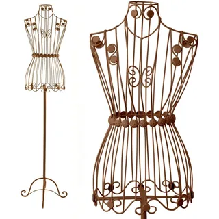 PrimoLiving Metall Schneiderpuppe Bella Donna in Antikbraun - Vintage Kleiderpuppe - ideal als weibliche Schaufensterpuppe oder Kleiderständer - P-00243