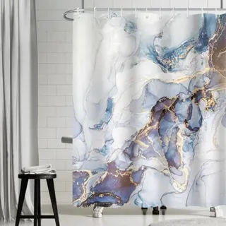 Duschvorhang In Blauem Marmor-design, Abstrakter Duschvorhang In Grau Und Gold, Waschbarer Badewannenvorhang, Badezimmervorhang 180 X 180 Cm