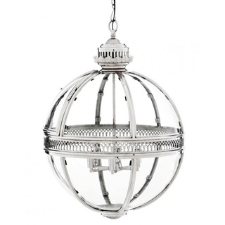 Casa Padrino Barock Hängeleuchte vernickelt Kugel Silber Durchmesser 60 cm, Höhe 88 cm - Barock Schloss Lampe Leuchte Laterne