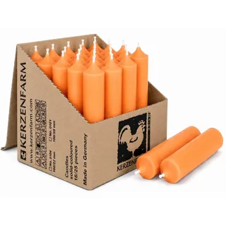 Hahn Kerzenfarm Spitzkerze Stabkerzen kurz 25 Stück, 10 cm, Ø 2,2 cm, Made in Germany orange