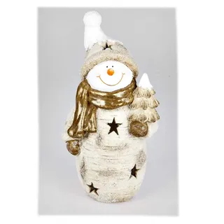 Großer Formano Dekorativer Schneemann für Winter und Weihnachten 47cm als Windlicht für Lichterkette o. Kerze - Deko im Haus