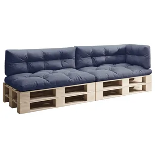 sunnypillow Palettenkissen für Palettenmöbel - 5er Set - Palettenauflage 120 x 80 für Palettensofa - Palettenpolster für Garten, Gesteppte Kissen für Europaletten - Sitzkissen & Rückenkissen Blau