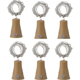 6er-Pack Solar-Weinflaschenlichter, 20 LED-Solarlichter für Hochzeiten, Weihnachten, Feiertage, Gartendekoration