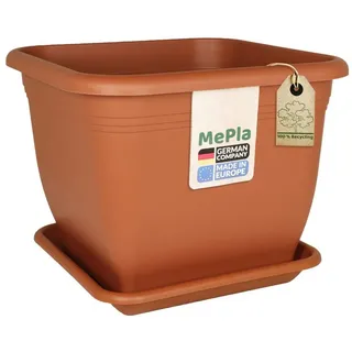 Heimwerkercenter Blumentopf MePla Blumentopf Quadrat 58x58cm, Untersetzer 49x49cm Terra, Kunstoff orange 58 cm x 46 cm x 58 cm