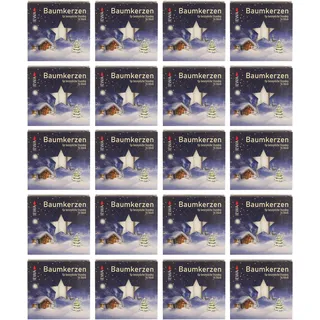 20er Pack Baumkerzen weiß ca. 14 x 110 mm (20 x 16 Stück) Weihnachtskerzen, Christbaumkerzen, Pyramidenkerzen