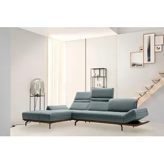 Ecksofa "CR.420, Designecksofa, L-Form", blau (wasserblau, steingrau), B:293cm H:117cm T:212cm, CREATION BY ROLF BENZ, Sofas, Ecksofa, in 2 Qualitäten, Holzrahmen in Eiche Natur oder Nußbaum, Breite 293 cm