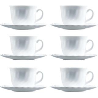 Dajar TRIANON Kaffeeservice weiß, Glas, 6 Stück (1er Pack), 6