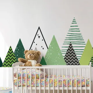 Wandtattoos für Kinder – Dekoration für Babyzimmer – selbstklebend, riesiges Wandtattoo für Kinder, skandinavische Berge Darka, 50 x 85 cm