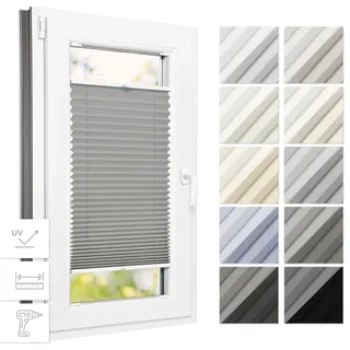 Estika Thermo-Plissee mit Bohren 80 x 200 cm – Dunkelgrau – Plissee für Fenster innen, Jalousie für Fenster, Fensterplissee zur Schraubmontage