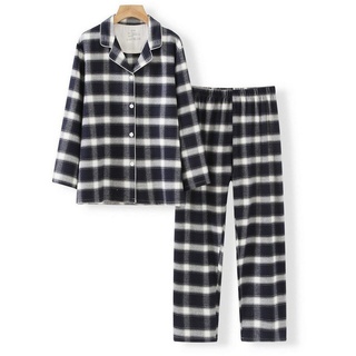 ZWY Pyjamahose Herbst-Winter Schlafanzug Damen Homewear Karo-Set xl1