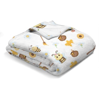 MYSLC Biene Honig Daisy Blumen Süße Tiere Babydecke Unisex Kinder Kuscheldecke Wohndecke Tagesdecke Decke Krabbeldecke Flanell Reisedecke für Baby Kleinkind Mädchen 76x102 cm
