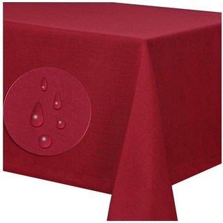 Fiora Tischdecke Tischdecke Tischtuch Leinenoptik schmutzabweisend Lotuseffekt, Pflegeleicht - Schmutzabweisend rot Eckig 130x220 cm