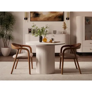 Compleo Esstisch rund, ausziehbar 100-188 cm, Küchentisch Beige oder Eiche cremona, MADE IN EU, Esszimmer modern ZANTO beige