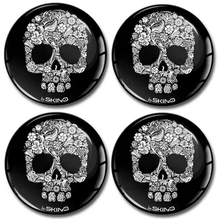 SkinoEu Aufkleber Autoaufkleber für Radkappen Nabenkappen Nabendeckel Radnabendeckel Rad-Aufkleber 60mm Totenkopf Schädel A 8060