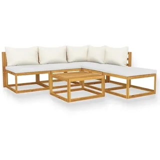 vidaXL Garten-Lounge-Set 6-tlg. creme massivholz akazie