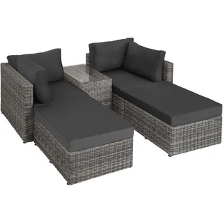 Tectake San Domino Aluminium Rattan Lounge hellgrau/dunkelgrau