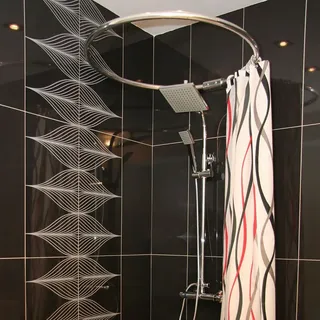 ALU RINGSTANGE Weiß RUND Ø 80 cm DUSCHVORHANGSTANGE WINKELSTANGE FÜR DUSCHVORHANG - Weiß