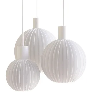 LED Pendelleuchte Ball Straight by Martin Žampach | Shapes - Decorations | Design Lampenschirm E27 | Biologisch abbaubares PLA | Minimalistisch (3er-Set (15cm/20cm/25cm) - Schirm + Kabel (Leuchte))