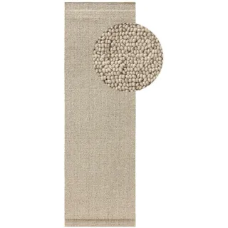 benuta Pure Wollteppich-Läufer, Beige, Textil, Rechteckig, 70x200 cm, pflegeleicht, Teppiche & Böden, Teppiche, Teppichläufer