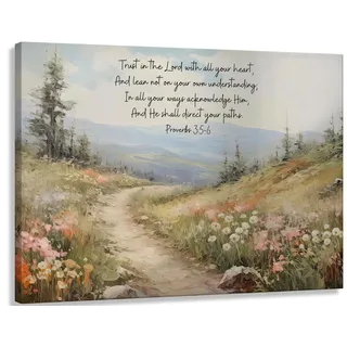 YOXORDQ Christliche Bibelblumen-Wandkunst, Wildblumen-Bild, Drucke, Bibel, 3:5-6, Zitat, Poster, religiöse Blume für Wohnzimmer, Schlafzimmer, Gebetsecke, Wanddekoration, 40,6 x 30,5 cm, gerahmt