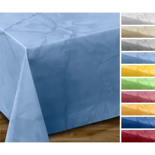 Beautex Tischdecke Wachstuchtischdecke Marmoroptik abwaschbar fleckenabweisend edel (1-tlg) blau Oval | 140 cm x 210 cm