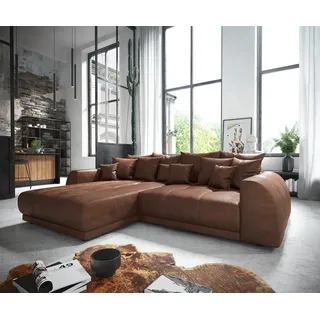DELIFE Eckcouch Violetta 300 x 220 cm Mikrofaser Braun Recamiere variabel - Braun