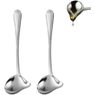 Sauce Spoon Stainless Steel Set of 2 Gravy Boat Spoons Made of Rustproof 304 Material with Pouring Spout and Hanging Loop Dishwasher Safe for Sauce Soup Kitchen